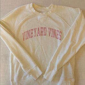 Vineyard Vines Off-White Sweatshirt with Pink Lettering